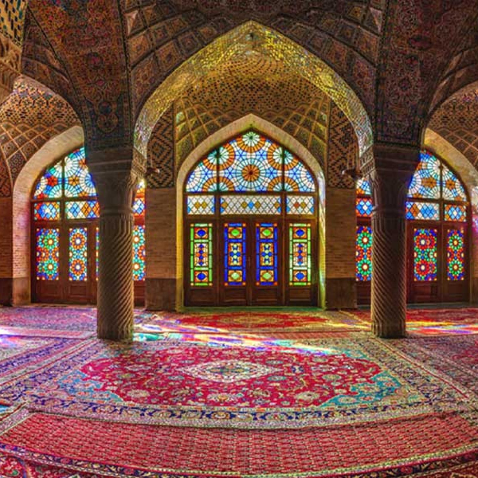 Stained-glass light in the Pink Mosque, Shiraz